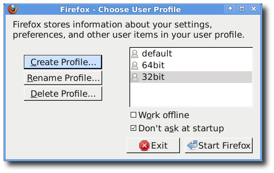 creating profile for firefox/32